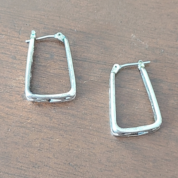 Silver Plated Square Hoops - Picture 3 of 4